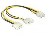 Cablu alimentare EPS 8 pini la 2 x Molex T-T 30cm, Delock 85453