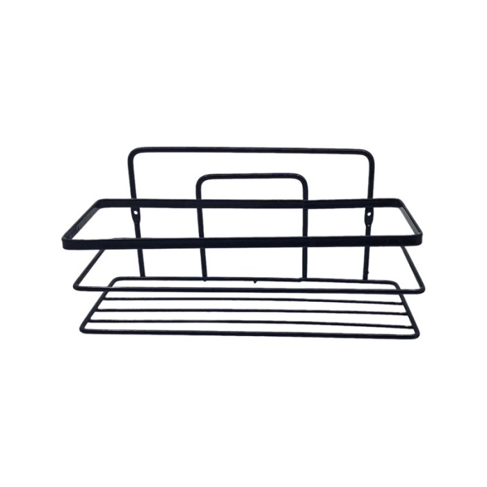 Etajera pentru baie, din metal, un raft dreptunghiular cu rama, negru mat, SB007B, 270 x 110 mm