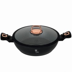 Cratiță marmorată cu capac 28 cm, 3.8L &ndash; Berlinger Haus Black Rose Collection BH 1640N, cu strat titan, design elegant, neagră