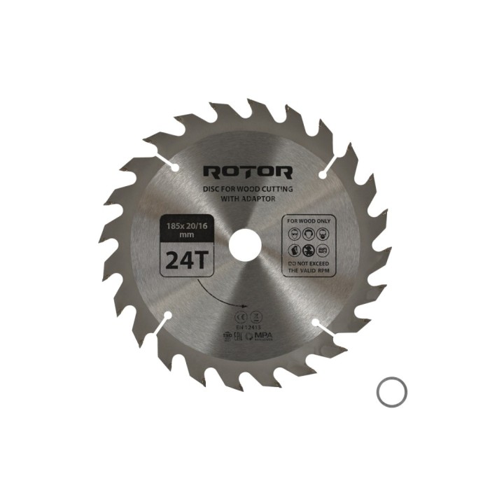 Disc taiat lemn ROTOR 185*20/16 cu adaptor 24T Innovative ReliableTools