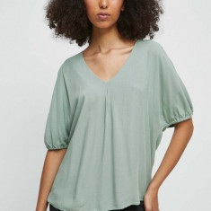 Medicine bluza femei, culoarea verde, neted