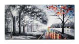 Cumpara ieftin Tablou indragostiti pictat manual living, dormitor, Impreuna pe aleea vietii, 140x70cm ulei pe panza in cutit efect 3D, gata de agatat pe perete