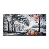 Tablou indragostiti pictat manual living, dormitor, Impreuna pe aleea vietii, 140x70cm ulei pe panza in cutit efect 3D, gata de agatat pe perete