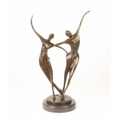 Cuplu dansand-statueta moderna din bronz pe un soclu din marmura JK-26 foto