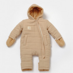 Salopeta de iarna pentru bebelusi, Winter muselin, 100% bumbac - Apricot, BabyCosy (Marime: 9-12 luni)