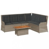 Set mobilier de gradina cu perne, 5 piese, gri, poliratan