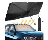 Parasolar Auto Tip Umbrelă, Protecție UV și Termică, Pliabil, Dimensiuni 113 x 65 cm, Argintiu/Negru