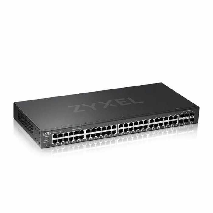 GS2220-50-EU0101F|44 x 10/100/1000 Mbit/s| 4 x SFP COMBO| 2 x Gigabit SFP| Layer 2| Full Management | Montabil in rack | Bundle licenta 1 an Nebula Cl