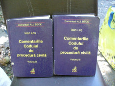 IOAN LES COMENTARIILE CODULUI DE PROCEDURA CIVILA VOL I SI II {ED ALL BECK 2001 646+613 PAG, COPERTI CARTONATE, STARE BUNA} foto