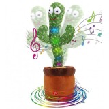 Cactus Dansator Interactiv, Vorbitor cu LED-uri Colorate, Jucarie Plus, Sunete si Lumini, Verde/Maro, Copii 3+ ani