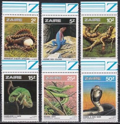 Zair 1987 - Reptile, MNH foto