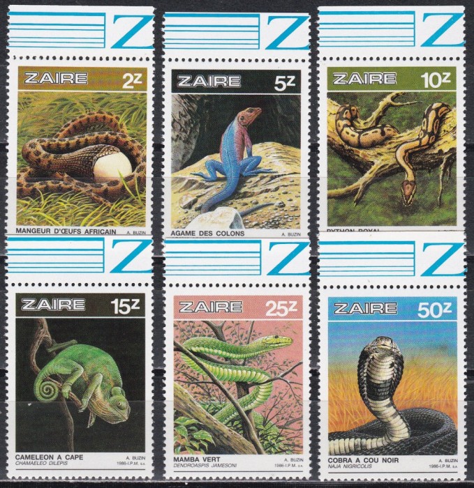 Zair 1987 - Reptile, MNH