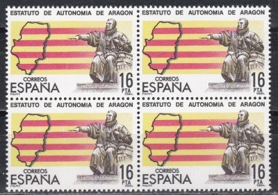 Spania 1984 - Statutul de Autonomie al Aragonului, Bloc de 4, MNH foto
