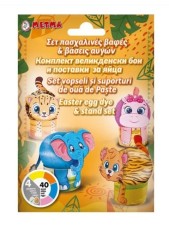 Set Vopsea de Oua cu 4 Culori, Autocolante &amp; Suporturi cu Animale