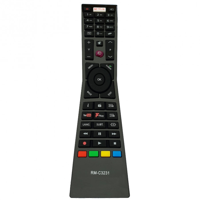 Telecomanda pentru LED HORIZON RM-C3184 cu netflix, neagra cu functiile telecomenzii originale