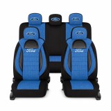 Set Huse Scaune Universale Racing, Albastru cu Negru Personalizate cu Ford
