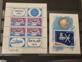Romania MNH 1974 - Skylab - bloc dantelat si colita nedantelata - LP 867 a + LP 868