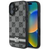Husa iPhone 16 - DKNY Leather Hardcase Checkered Pattern &amp; Printed Stripes(DKHCP16SPCPTSSK) - Black