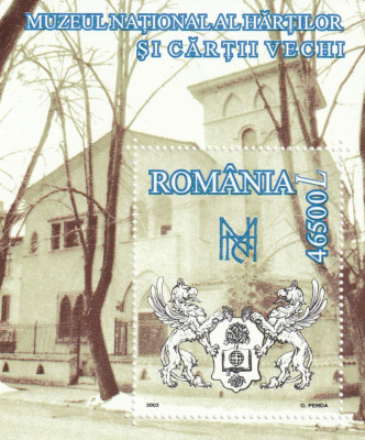 Romania 2003-Muzeul National al Hartilor,colita dantelata.MNH foto