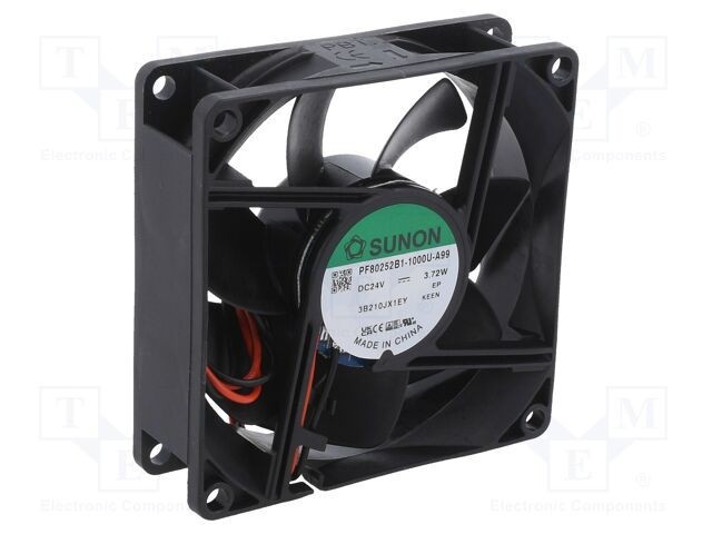 Ventilator DC axial 24V 80x80x25mm 102m3/h 45,5dBA SUNON