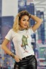U838-2 Tricou casual cu imprimeu text, L/XL, M, M/L, S/M