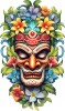 Sticker Decorativ Perete Masca Multicolor 90cm, Autocolant PVC, Tema Jungla Safari, Aplicare Usa, Autoadeziv