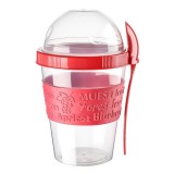 Cumpara ieftin Recipient cu capac si lingura pentru iaurt,plastic,600 ml, Oem