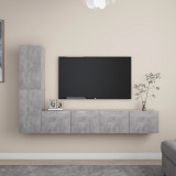 vidaXL Set de dulapuri TV, 4 piese, gri beton, lemn prelucrat 3079094
