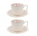 Serviciu din Portelan fosfatic, ROMANCE, 2 Cesti si Farfurii, 250 ml