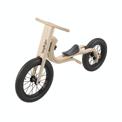 Bicicleta de balans fara pedale 3 in 1 pentru copii, lemn natur, leg&amp;amp;go EduKinder World foto