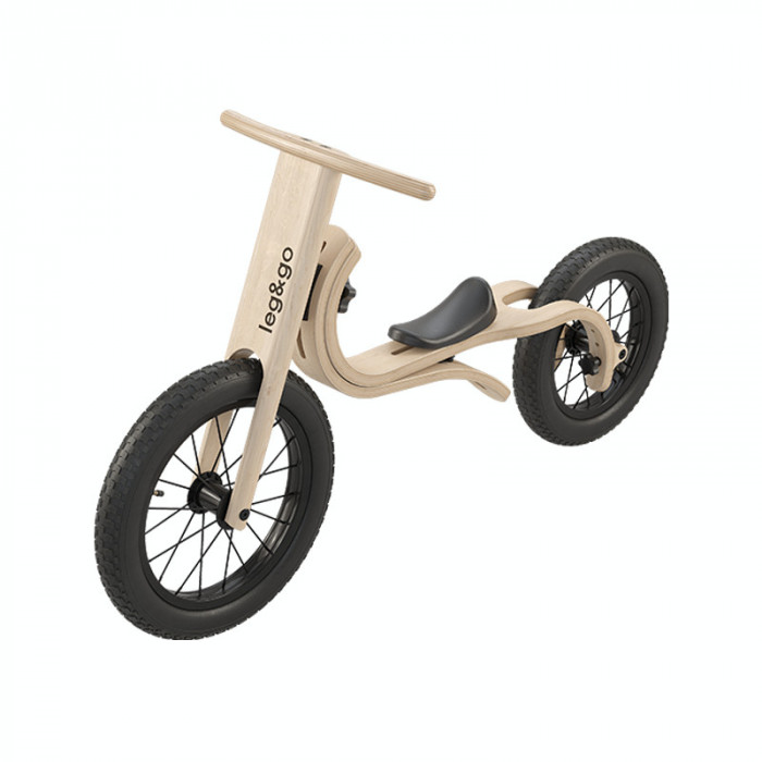 Bicicleta de balans fara pedale 3 in 1 pentru copii, lemn natur, leg&amp;go EduKinder World