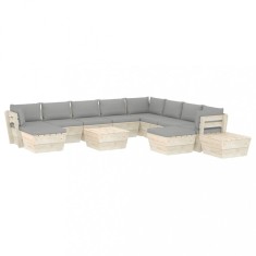 Set mobilier gradina din pale?i, 12 piese, cu perne, lemn molid foto