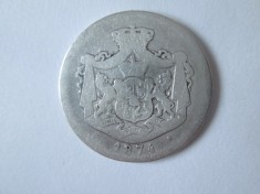 Romania 1 Leu 1874 argint,moneda uzata foto