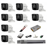 Sistem complet de supraveghere profesional Hikvision Turbo HD, inregistrare 4K / 8 Mp, 8 camere IR 30 m, HDD 2 Tb, 200 m cablu CCTV,vizualizare pe tel