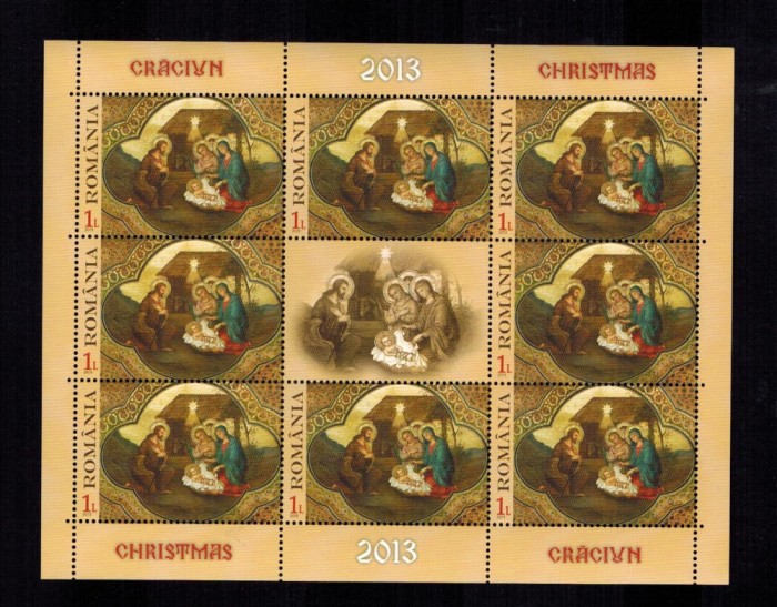 Romania 2013 Craciun Minicola MNH 8 timbre 1 vinieta LP 2005 d