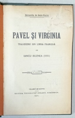 PAVEL SI VIRGINIA de BERNARDIN DE SAINTE - PIERRE , 1911 foto