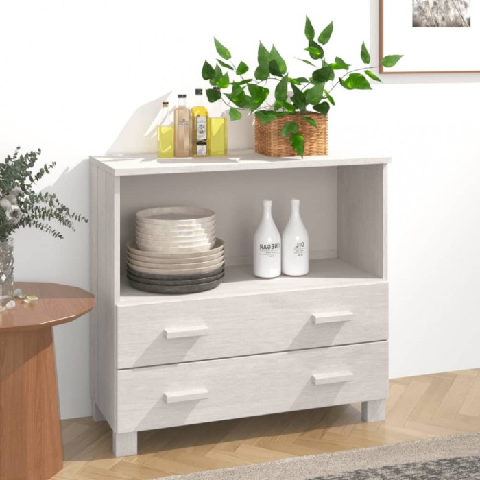 vidaXL Servantă, alb, 85x35x80 cm, lemn masiv de pin