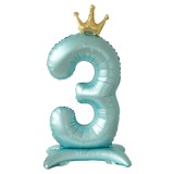 Balon cifra 3, 81 cm, Folie de aluminiu, Baieti, Albastru, Oem