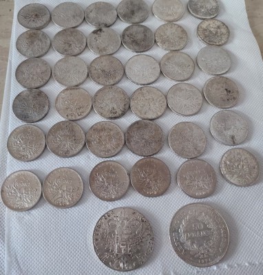 36x 5 Francs &amp;bdquo;Le Semuse&amp;rdquo; &amp;ndash; Monede Argint 83.5%, Lot Valoros foto