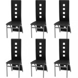 vidaXL Scaune de sufragerie, 6 buc., negru, piele ecologică