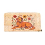 Cumpara ieftin Portofel dama din pluta natur cu imprimeu caine
