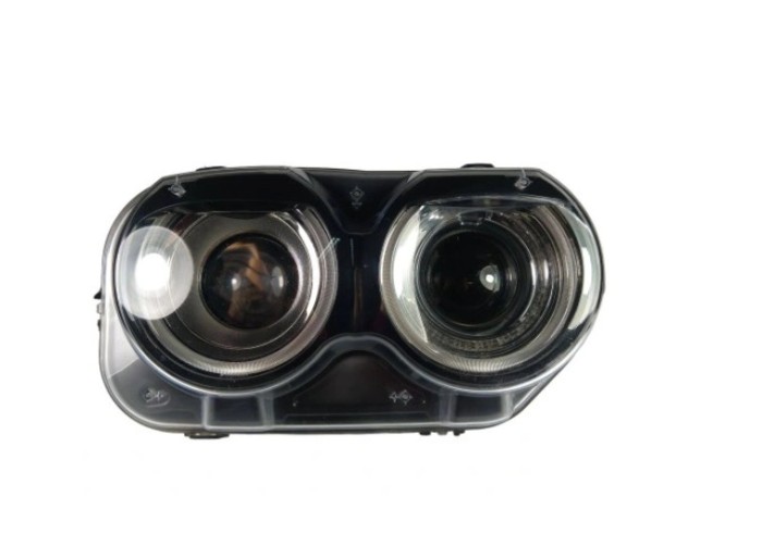 Far Dodge Challenger, 09.2014-2024, montare fata, dreapta, cu lumini de zi tip LED; Tip=USA; HiR2+LED; manual; cu capac; cu bec; Omologare: SAE; halo