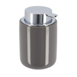 Dispenser Săpun Ceramică 235 Ml Rotund &ndash; Gri / Crom