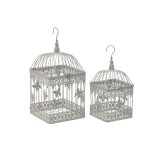 Cumpara ieftin Set 2 colivii metalice Butterflies Antique White