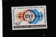 Rwanda 1965,Centenat U.I.T.,Telecomunicatii,MNH.Mi.118 A foto