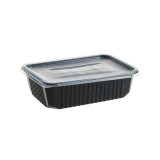 Set 50x Caserole negre microunde cu capac 750ml PP DNC54012