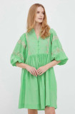 Cumpara ieftin Rich &amp; Royal rochie din bumbac culoarea verde, mini, evazati