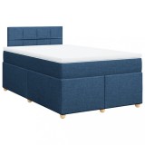 Cumpara ieftin Pat box spring cu saltea, albastru, 120x200 cm, textil