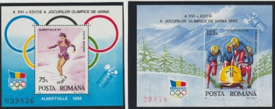 Romania - 1992 - JO iarna Albertville - colita dantel+colita nedantelata MNH** foto
