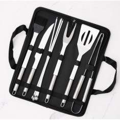 Set ustensile pentru gratar, 9 piese, inox, husa transport foto